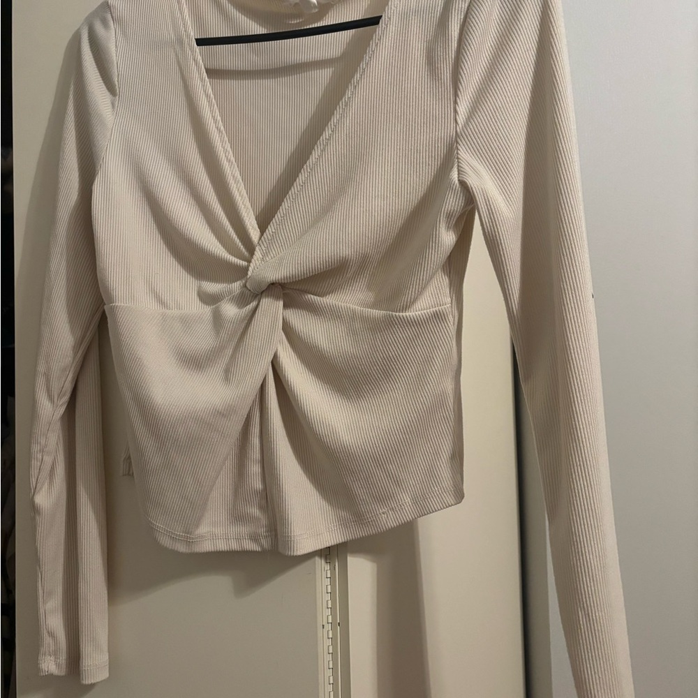 Cream Twist-Front Top